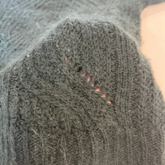 Madewell Everett Cable Knit Sweater Wool Alpace Blend Heather Pine Green Medium - Picture 7 of 7